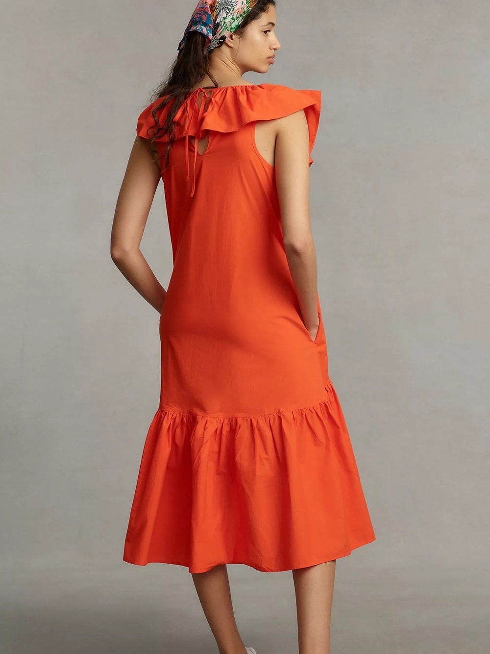 WHIT TWO Flouncy Ruffled Maxi Dress orange XS cotton - Picture 3 of 7